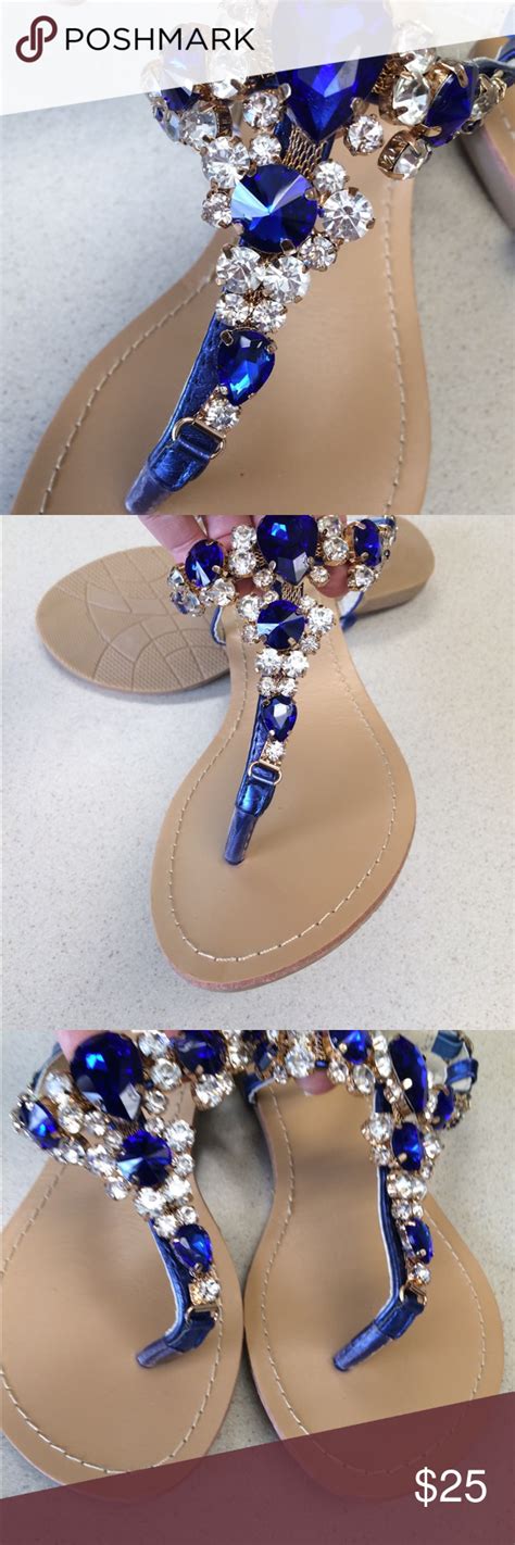Cobalt blue jeweled and diamanté sandal Diamante sandals Sandals Sandals summer