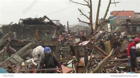 Typhoon Haiyan Storm Surge Destruction In Tacloban Stock Video Footage