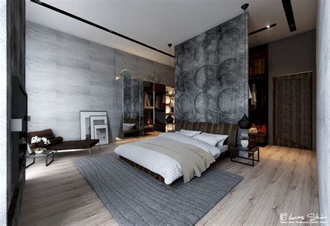 Exposed Concrete Wall Bedroom Interior Design Ideas