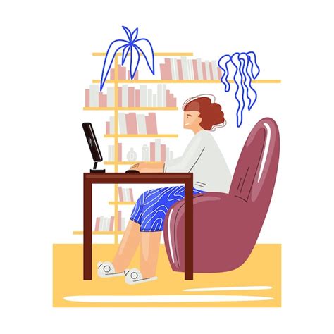 Premium Vector Freelance Woman Work In Comfortable Cozy Home Office