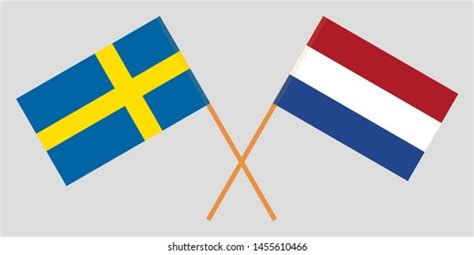 sweden netherlands crossed swedish netherlandish flags stock vector royalty free 1455610466