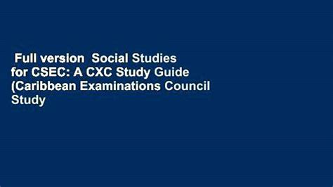 Full Version Social Studies For Csec A Cxc Study Guide Caribbean