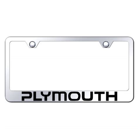 Autogold Chrome License Plate Frame With Laser Etched Plymouth Logo