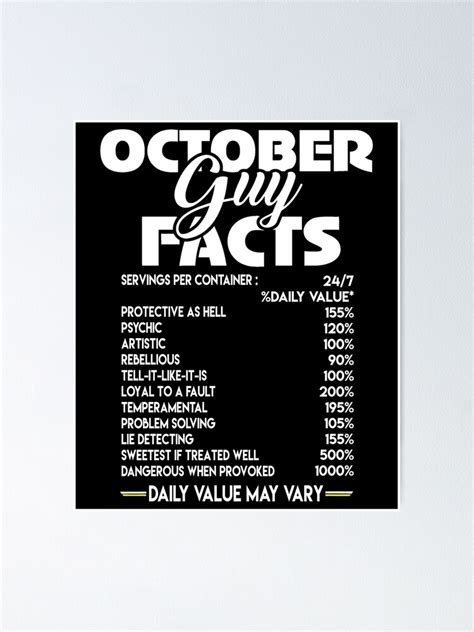October Guy Facts T Shirt Poster By Benshop Redbubble