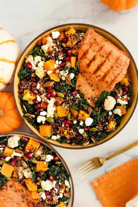 Autumn Fall Salmon And Squash Bowl Once Upon A Pumpkin