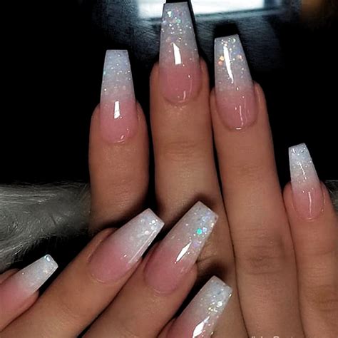 Melinas Nails on Instagram Glitter French Ombré on coffin nails