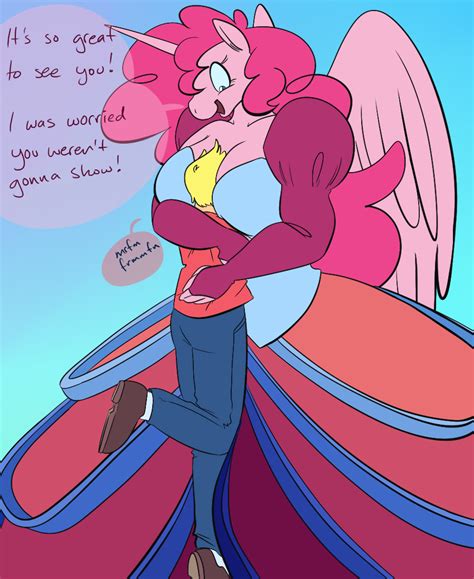 Suggestive Artist Goat Train Pinkie Pie Alicorn Anthro Human Between Breasts Big