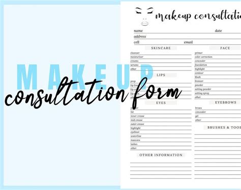 Makeup Consultation Form Product Planner For Makeup Etsy In 2020