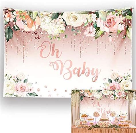 Allenjoy 7x5ft Soft Fabric Rose Gold Oh Baby Backdrop For Girl Pink