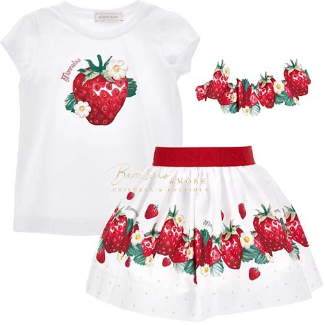 Monnalisa Strawberries Skirt Set Bambino And More