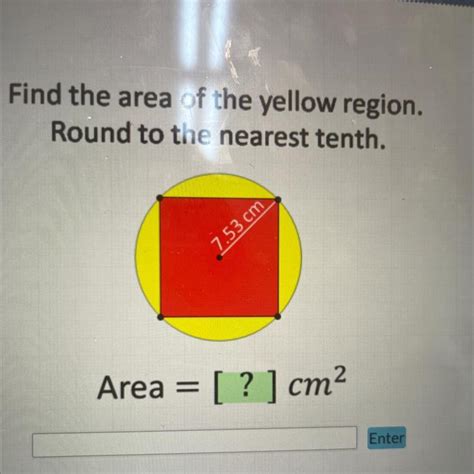 Find The Area Of The Yellow Region Round To The Nearest Tenth 753cm
