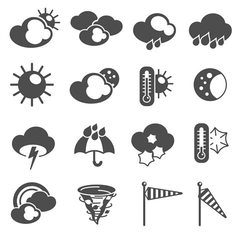 Weather Forecast Symbols Icons Set Black 434695 Vector Art At Vecteezy