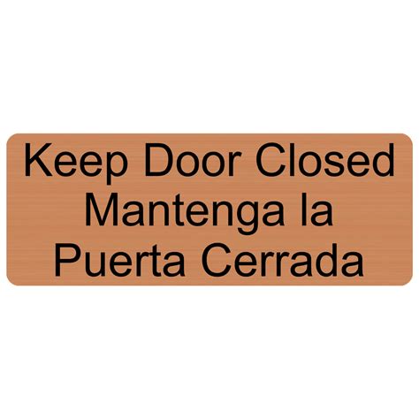 Keep Door Closed Bilingual Engraved Sign Egrb 380 Blkoncpr
