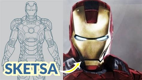 Menggambar Sketsa Baju Zirah Iron Man Ironman Sketch Drawing Youtube