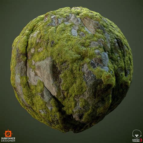 Material Study Of A A Mossy Granite Cliff 100 Substance Designer