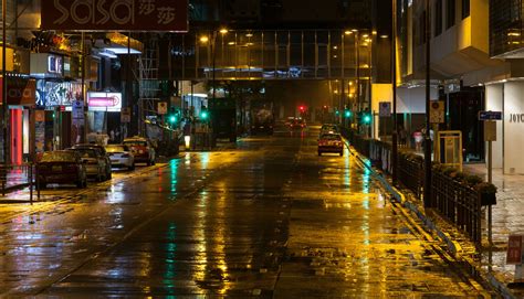 Itap Of A Rain Slicked Street In Hong Kong Ritookapicture