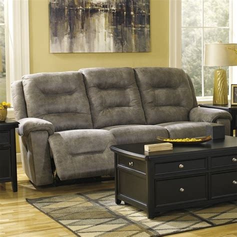 Hayward 82 dove gray genuine leather power reclining sofa. Signature Design by Ashley Furniture Rotation Microfiber ...