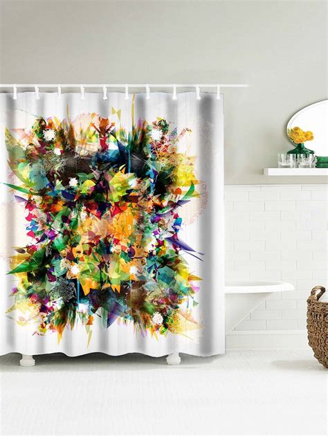 Flower Waterproof Fabric Shower Curtain Colorful W59 Inch L71 Inch Fabric Shower Curtains