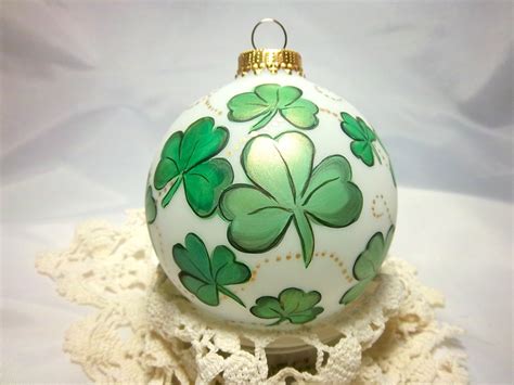 Shamrock Ornament Hand Painted St Patricks Day Luck Of