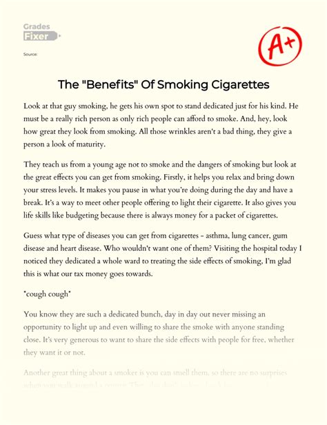 Look Of Maturity Why Smoking Is Good For You Essay Example 351