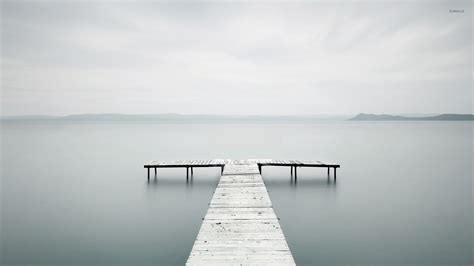 Dock On A Misty Lake Wallpaper Nature Wallpapers 26456