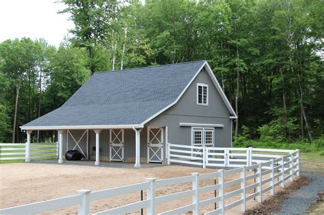 Garage doors in barn style nowadays have custom design with manual operated that now popular for residence. Custom Horse Barns CT, MA, RI, Stables, Riding Arenas: The ...