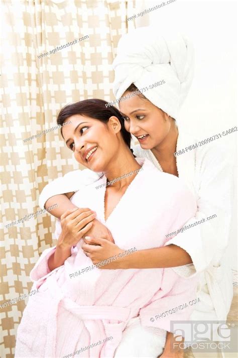 Lesbian Couple Romancing In The Bathroom Stock Photo Picture And