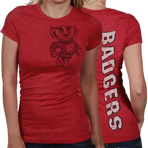 college my u wisconsin badgers women s afterthought slim fit t shirt wisconsin badgers apparel