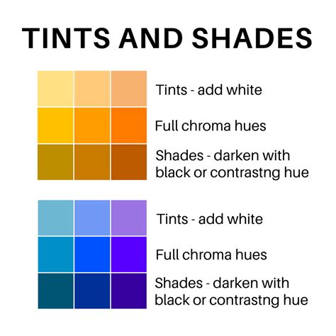 Tints And Shades Tints Are Created By Adding White To Lighten Hues