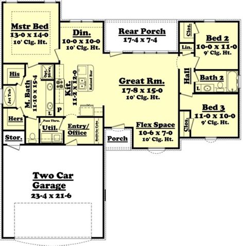 Ranch Plan 1500 Square Feet 3 Bedrooms 2 Bathrooms 041 00057