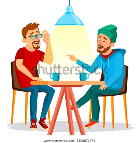 Friends Cafe Vector Two Man Drinking Stock Vector Royalty