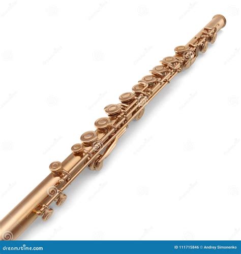 Classical Musical Instrument Flute Isolated On White 3d Illustration