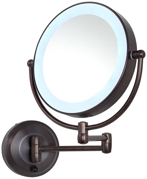 cordless led pivoting 9 wide bronze wall mount mirror makeup vanity mirror with lights wall