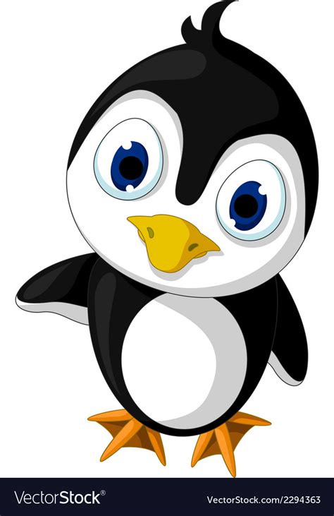 Cute Baby Penguin Cartoon Posing Royalty Free Vector Image