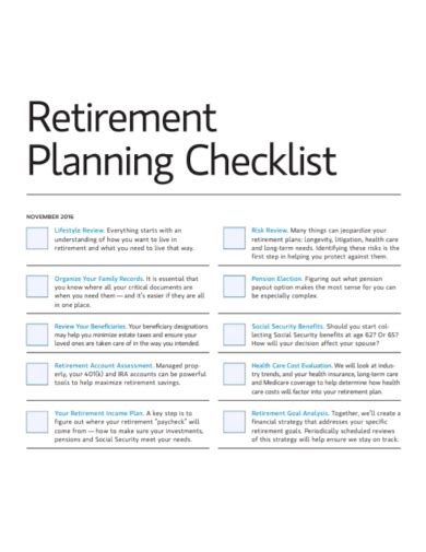 10 Retirement Planning Checklist Templates In Pdf Doc