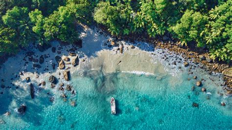 Silhouette Island Beach Aerial View 4k Wallpapers Hd Wallpapers