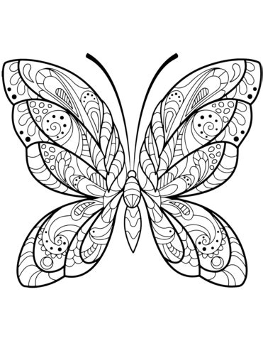 Create your own art by coloring your unique pattern in zentangle coloring pages. Detailed Butterfly Zentangle coloring page | Free ...