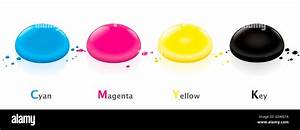 Cmyk Color Model With Four Ink Drops Cyan Magenta Yellow And Key