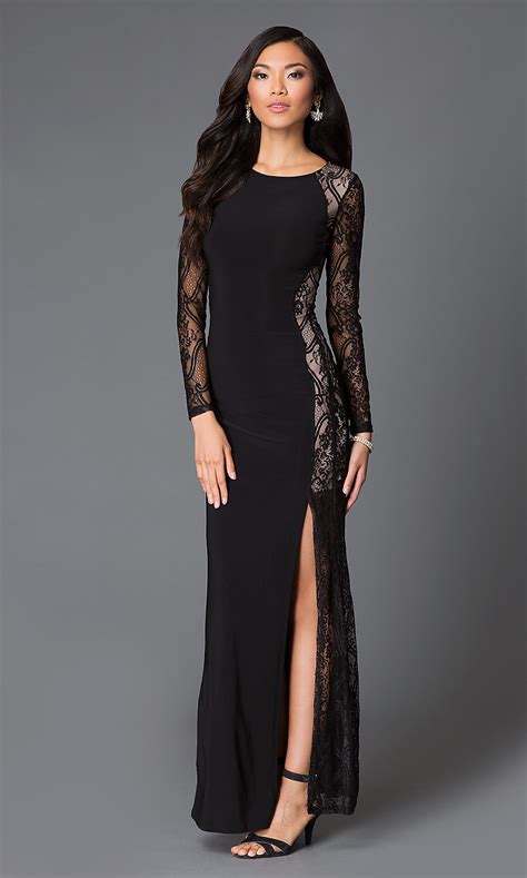 Whatever you're shopping for, we've got it. Black Long Sleeve Floor Length Lace Dress-PromGirl
