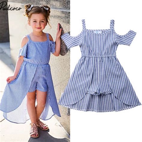 Striped Cute Dress For Girls Toddler Kid Baby Girls Striped Off