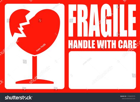 Heart Fragile Please Handle Care Vector De Stock Libre De Regalías