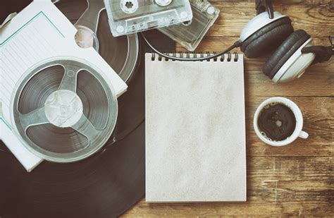 Background music coffee music background coffee background music coffee vector background decoration musical symbol decorative backdrop element modern artistic colorful template icon note. Retro Music Background Coffee Cup Notebook Stock Photo - Download Image Now - iStock