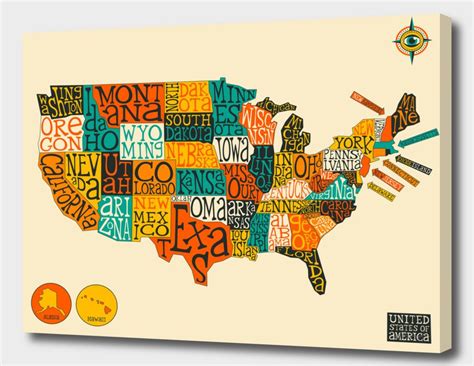 United States Map Canvas Print By Jazzberry Blue Numbered Edition