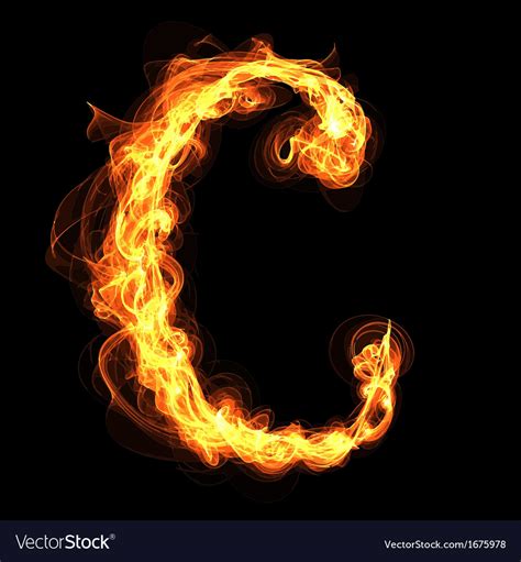 Fire Alphabet Letter C Royalty Free Vector Image