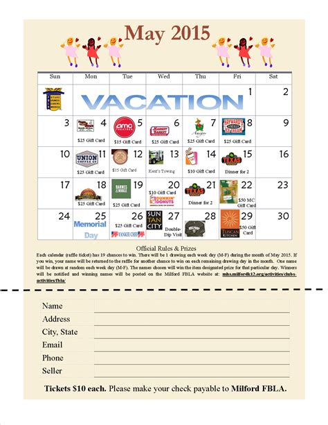 Calendar Lottery Fundraiser Calendar Template 2023
