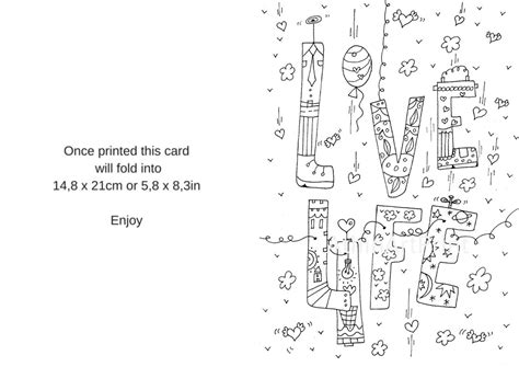 Romantic Card Love Greeting Cards Coloring Cards Love Card Etsy