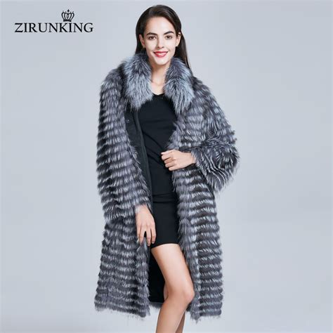zirunking genuine women real fur coats real silver fox for lady natural fur female clothes