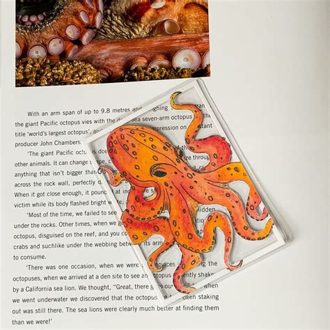 octopus bookmark unique bookmarks t for her watercolour etsy