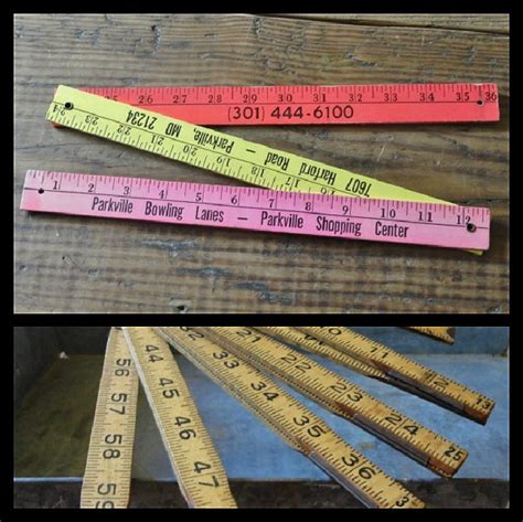 Vintage Wood Folding Rulers Advertising Set Of 2 Etsy Vintage Wood