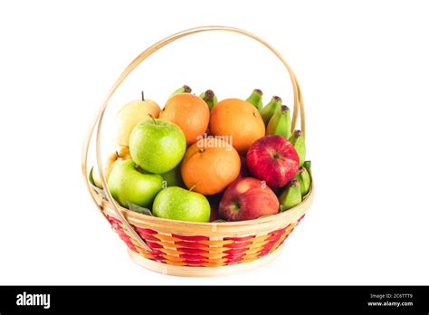 Orange Chinese Pear Banana Red Apple And Green Apple In Wicker